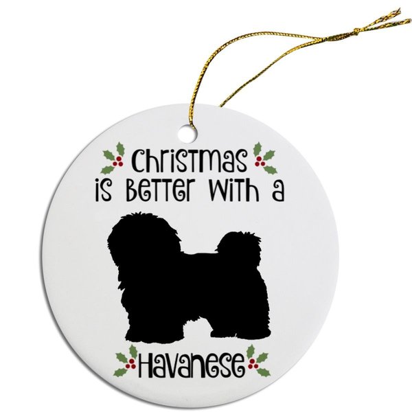 Mirage Pet Products Breed Specific Round Christmas Ornament Havanese ORN-R-B43